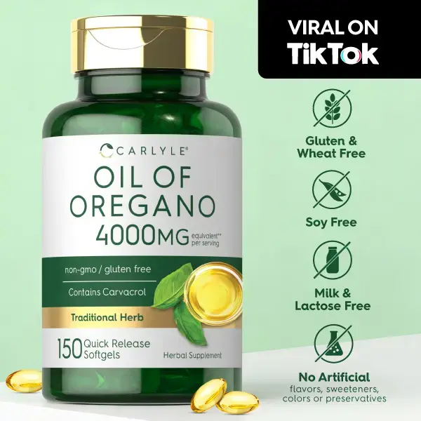 Carlyle Oregano Oil Dietary Supplement 4000mg, 150 Softgel Capsules with Natural Carvacrol, Non-GMO Gluten Free Herbal Wellness Supplement