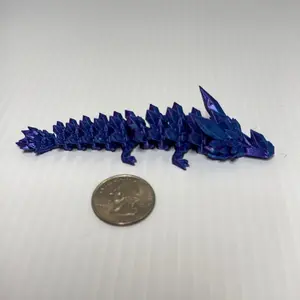3D printed articulated 4.5” purple/blue crystal dragon figure