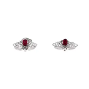 Pre-owned Tiffany & Co. Paper Flowers Firefly Stud Earrings Platinum with Diamonds and Rubellite by Rebag