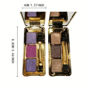 Cyanosis Disc & Brown Red Plate Shimmer Eyeshadow Palette 02 Purple Plate Waterproof Sweatproof Long Lasting 3 Shades for Beginners Makeup Cosmetic bronze  eye  shadow