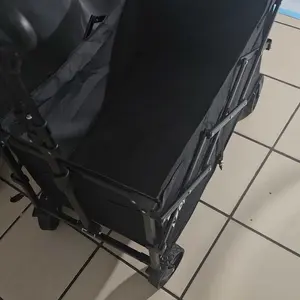 Heavy-Duty Foldable Utility Wagon with 360° Wheels & Adjustable Handle 450LBS Capacity Portable Cart for Groceries Camping Beach Folding Trolley