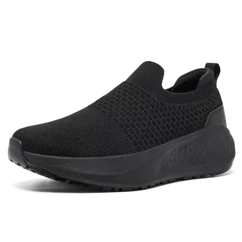 Women's Non-Slip Work Footwear - Mesh Slip-On Sneakers, Lightweight Comfortable Sock Shoes for Food Service, Chef, Kitchen Use, Walking Shoes