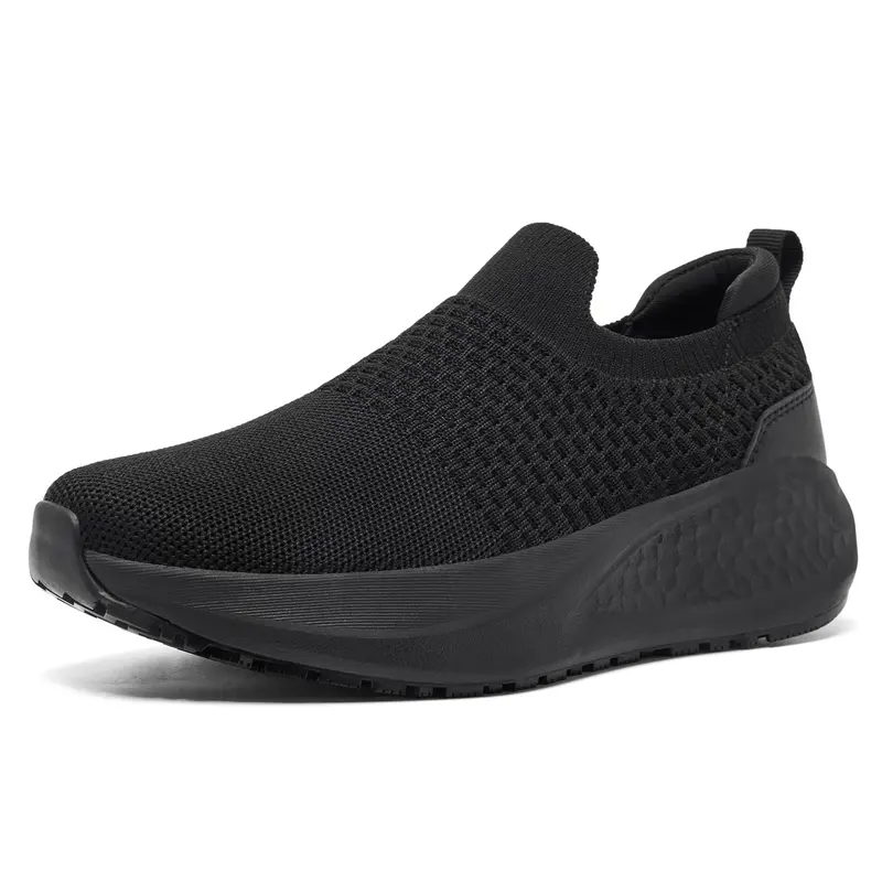 Women's Non-Slip Work Footwear - Mesh Slip-On Sneakers, Lightweight Comfortable Sock Shoes for Food Service, Chef, Kitchen Use, Walking Shoes