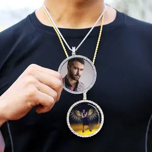Customized Hip Hop XL Round Men's Fashion Pendant Memory Photo Necklace Women