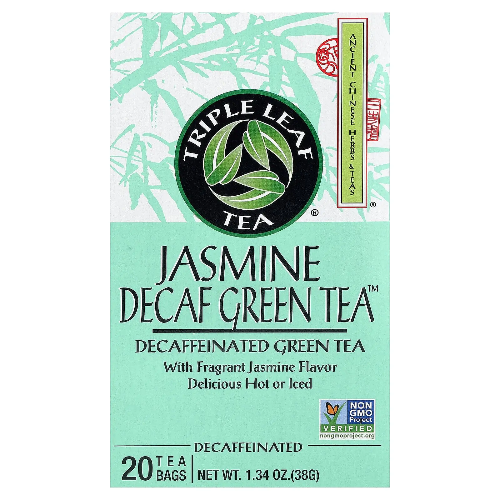 Triple Leaf Tea Jasmine Decaf Green Tea™, Decaffeinated, 20 Tea Bags, 1.34 oz (38 g)