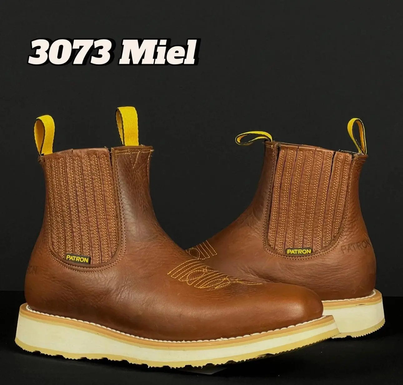 Patron 3073 Miel Square Toe Floter Honey Classic Ankle Boots 100% Genuine Leather Water Oil Resistant Comfortable Removable Insole 6 Inch Height