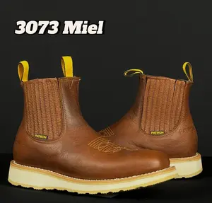 Patron 3073 Miel Square Toe Floter Honey Classic Ankle Boots 100% Genuine Leather Water Oil Resistant Comfortable Removable Insole 6 Inch Height