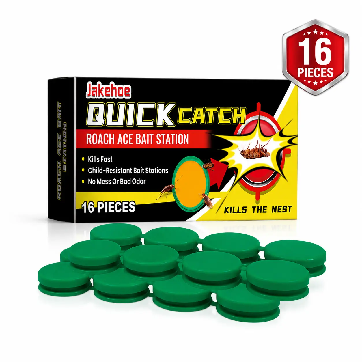 48-Pack Cockroach Exterminator Set - Indoor Insect-Control Roach Bait Gel & Trap Kit, Effective Roach Solution for Home Kitchen Area