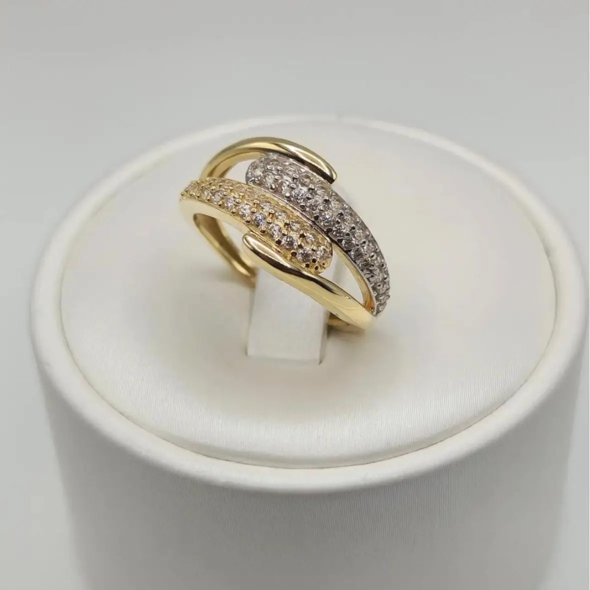 Oro 18k Anillo Italiano Bicolor, Talla 6