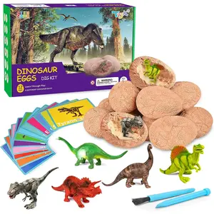 Dinosaur Fossil Eggs Break Open 12 Unique Eggs and Discover 12 Cute Dinosaurs Easter Digging Toy for 3-12 Year Old Boys Archaeology Science STEM Gift