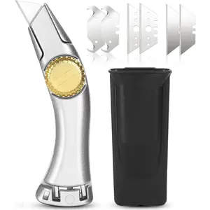 Heavy Duty Fixed Roofing Knife with 6 Pcs Replacement Blades, Navajas Para Roofing and Drywall Tools, Shark Vinyl Utility Cutter for Carpet, Indoor Outdoor Construction Marking HerramientasQuesear