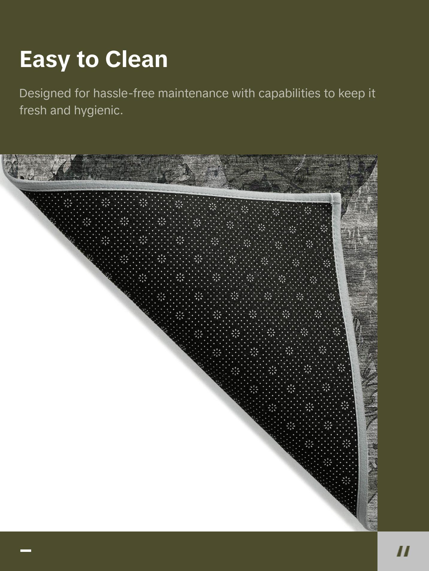 Machine Washable Gray Rug - Indoor / Outdoor - Kids / Pet Friendly Organic Print Rug