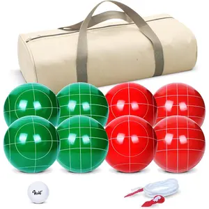Bocce Ball Set Regulation Size and Weight for Professional Tournament, Backyard, Beach, Lawn  with 8  Bocci Balls, Pallino, Measuring Rope, Carrying Bag