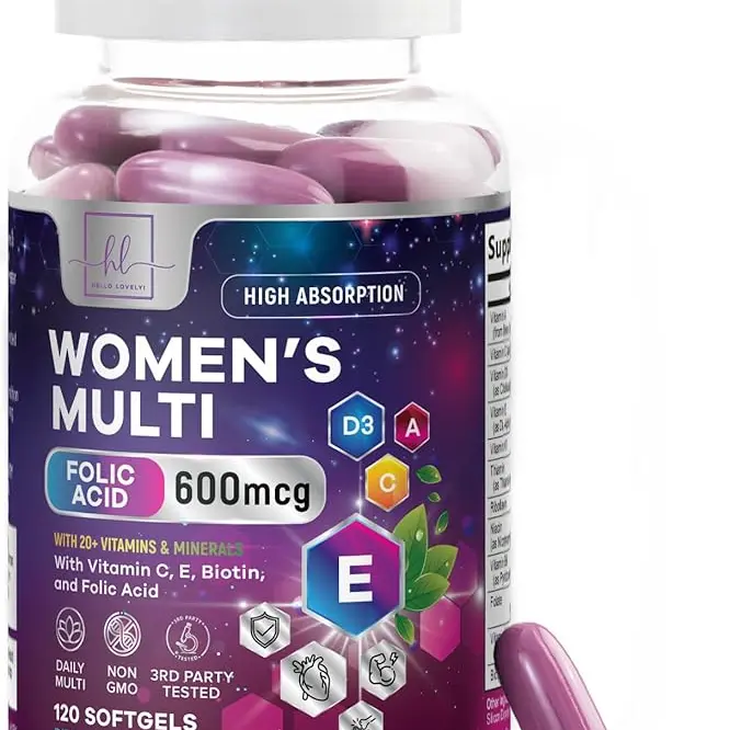 Multivitamin for Women with Iron - Daily Vitamins for Woman with Biotin, Calcium, Folic Acid & Zinc, Vitamin A, C, D, E & B Vitamins, Women's Beauty, Health and Wellness Supplements - 60 & 120 Count Softgels vitamins women