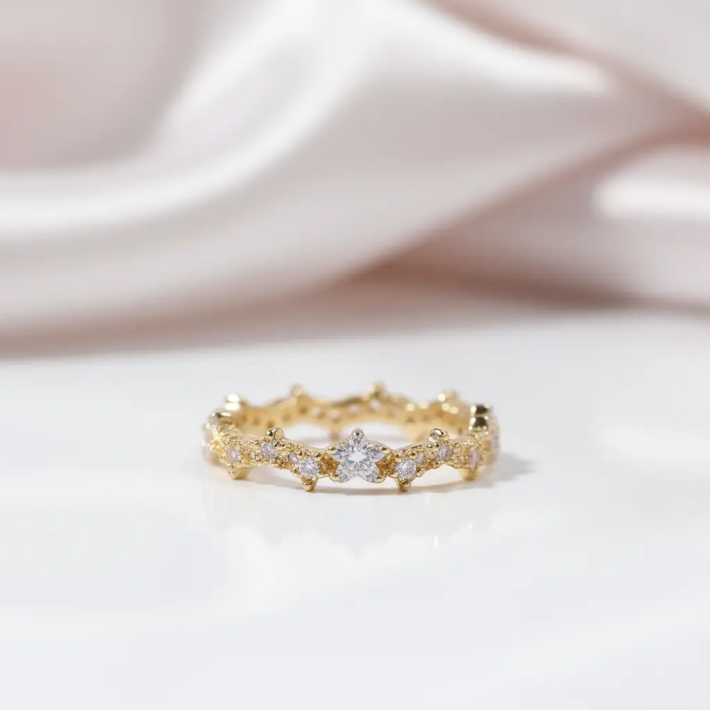 10k Yellow Gold Diamond Option Stackable Wedding Band