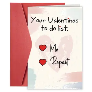 1pc Funny Valentines Day Greeting Card for Husband Boyfriend, Humor Anniversary Card from Wife Girlfriend, Lovely Card for Him Her, “To Do List”