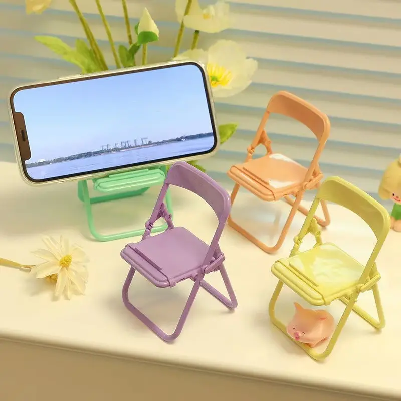 1 chair, mobile phone stand, desktop folding, portable, cute macaron, creative lazy person, tablet stand, Tablet Phone Mount, adjustable stand, doll, mobile phone, jewelry storage stand, Adjustable Cellphone Holder