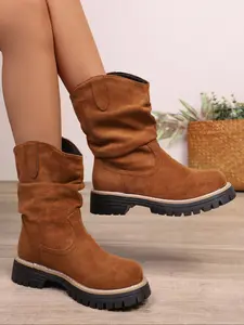 Women's Modern Lace-Up Short Slouchy Boots, Fashion Design for Casual & Party Wear, Comfortable Fit All-Day Use, Perfect Daily Choice