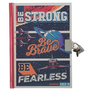 Secret Diary with Lock/Keys, Boys Interactive Christian Journal with Writing Prompts Teen, Tween Strong and Courageous Josh. 1:9 Bible Verse