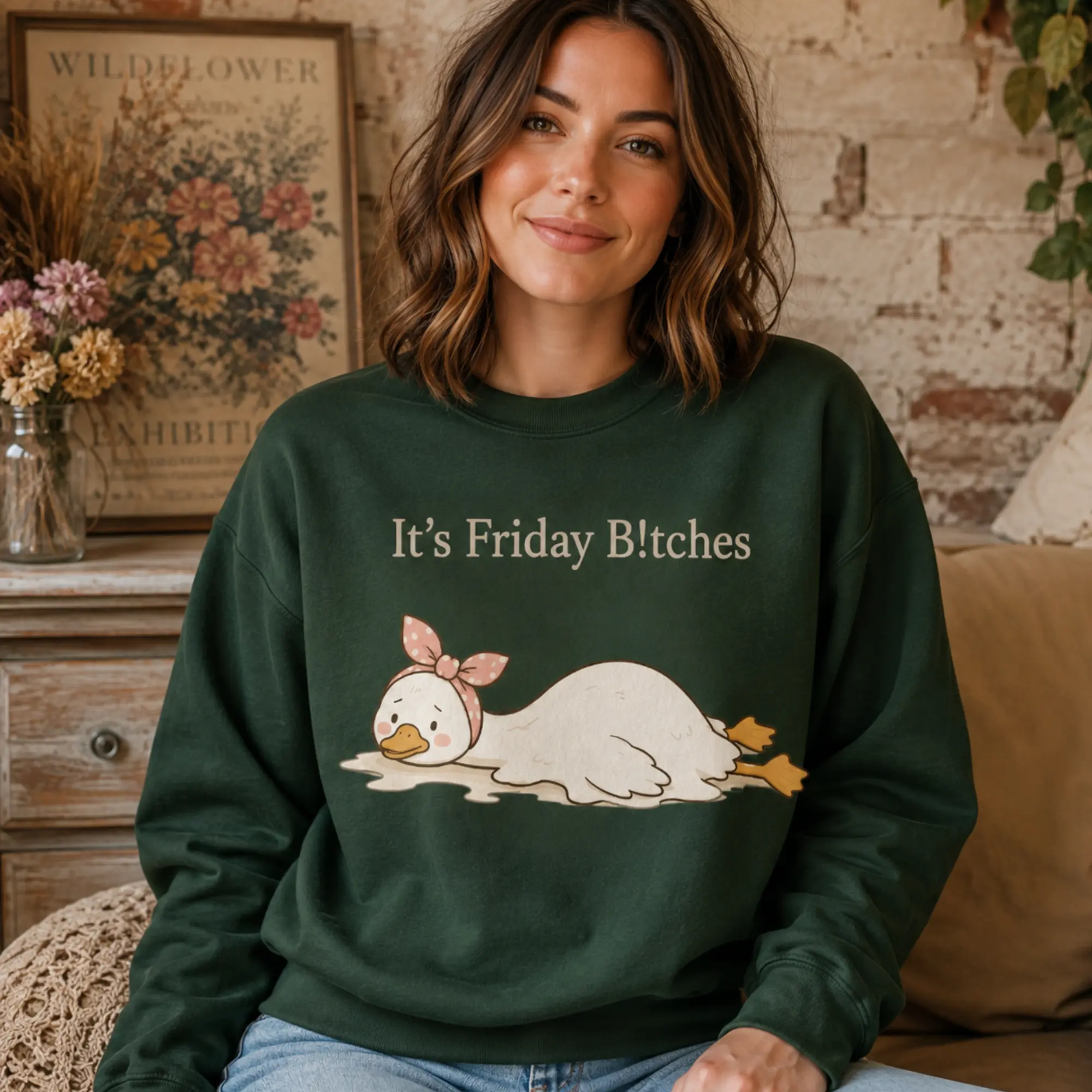 It’s Friday Bitches Bunny Sweatshirt for Women, Funny Rabbit Graphic Crewneck, Cute Weekend Humor Pullover, Casual Cozy Long Sleeve Top, Friday Outfit Gift