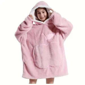 [Cozy Hoodie] Reversible Flame-Resistant Cozy Youngsters' Wearable Blanket Hoodie |   Long Sleeve, Machine Washable, Mixed Colors |   Youngsters's Thermal Wear, Playful Youngsters' Top, Easycare Garment, Hoodie Blanket