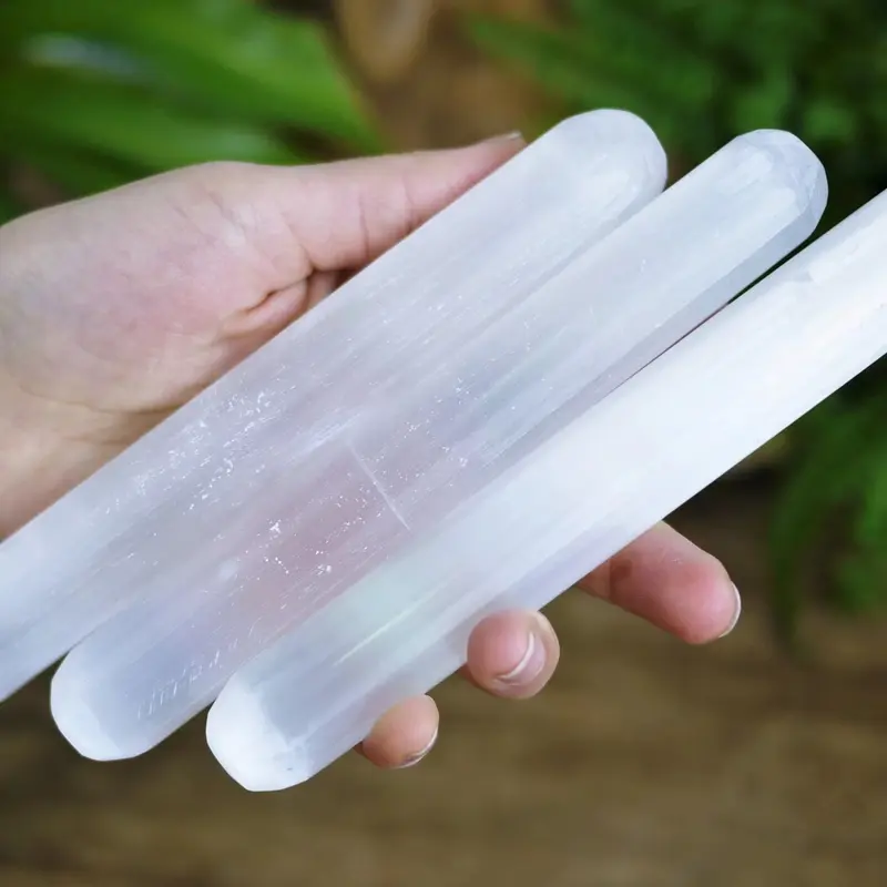 1PC Natural Morocco Selenite Wand With Healing & Calming Effects, High Energy Crystal, Unique Crystals, Used For Cleansing And Protection Sou, Natural Stone Decor, Crystal Decoration