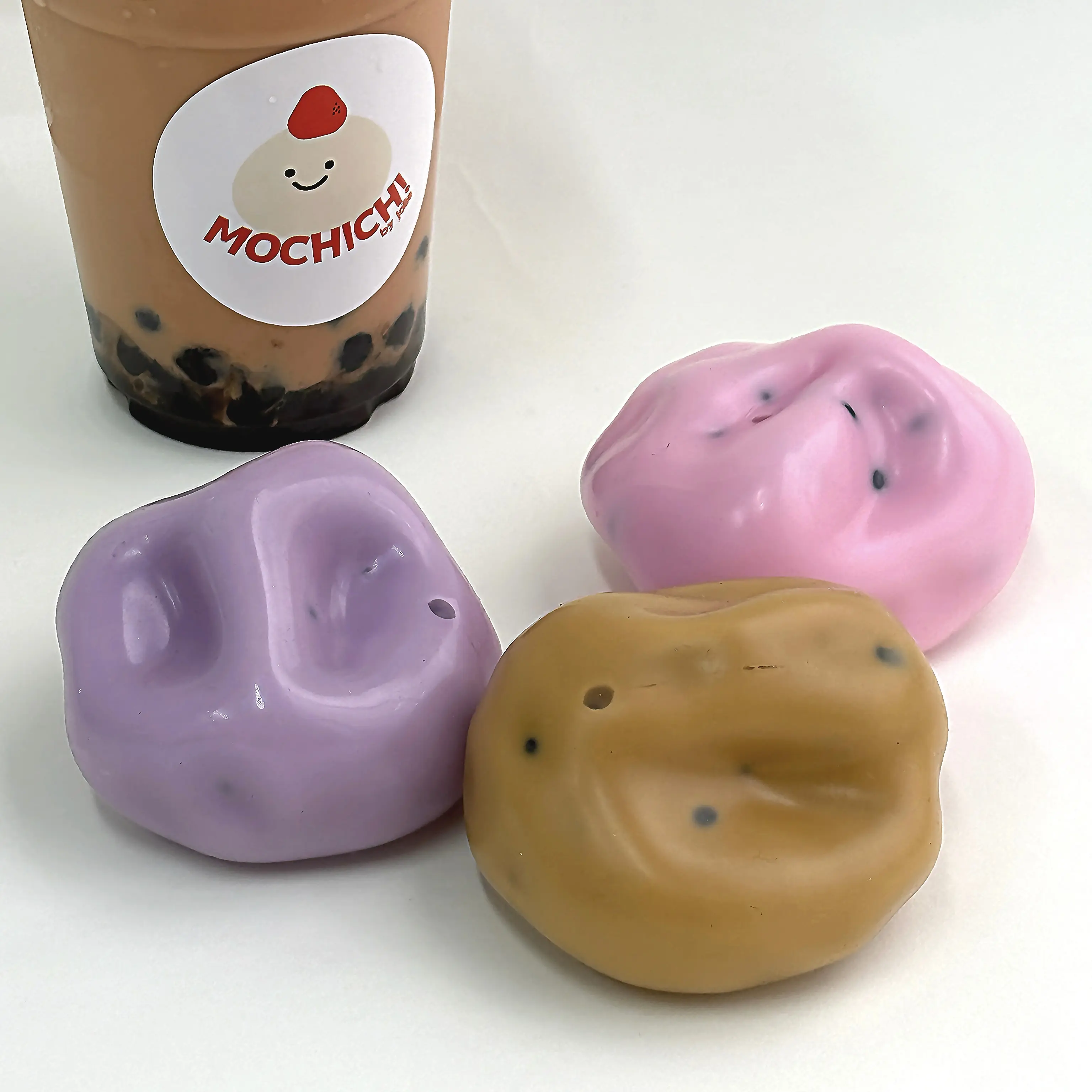 Mochichi Bubble Tea Mochi Squishy Ball – Boba Milk Tea Squeeze Toy, Ultra Soft Slow Rising Stress Relief Fidget Toy, Brown Sugar/Strawberry Milk/Taro Flavor, ASMR Sensory Toy Gift for Kids & Adults
