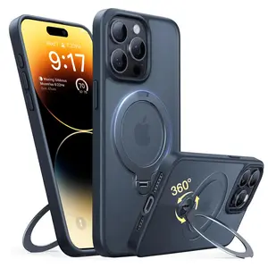 360°   Spin Invisible Stand Phone Case with All-around Protection,Magnetic Wireless Military-Grade Shockproof MagSafe for iPhone 17 pro max cases 16 15 14 13 Pro