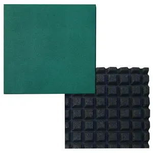 RevTime 2 PCS Easy-DIY Ultra Thick Interlocking Outdoor Rubber Tiles 20" x 20" x 1 3/4”, 45mm Thick for Playground, Outdoor Gym Floor, Sports Deck, Backyard Play Area, Green