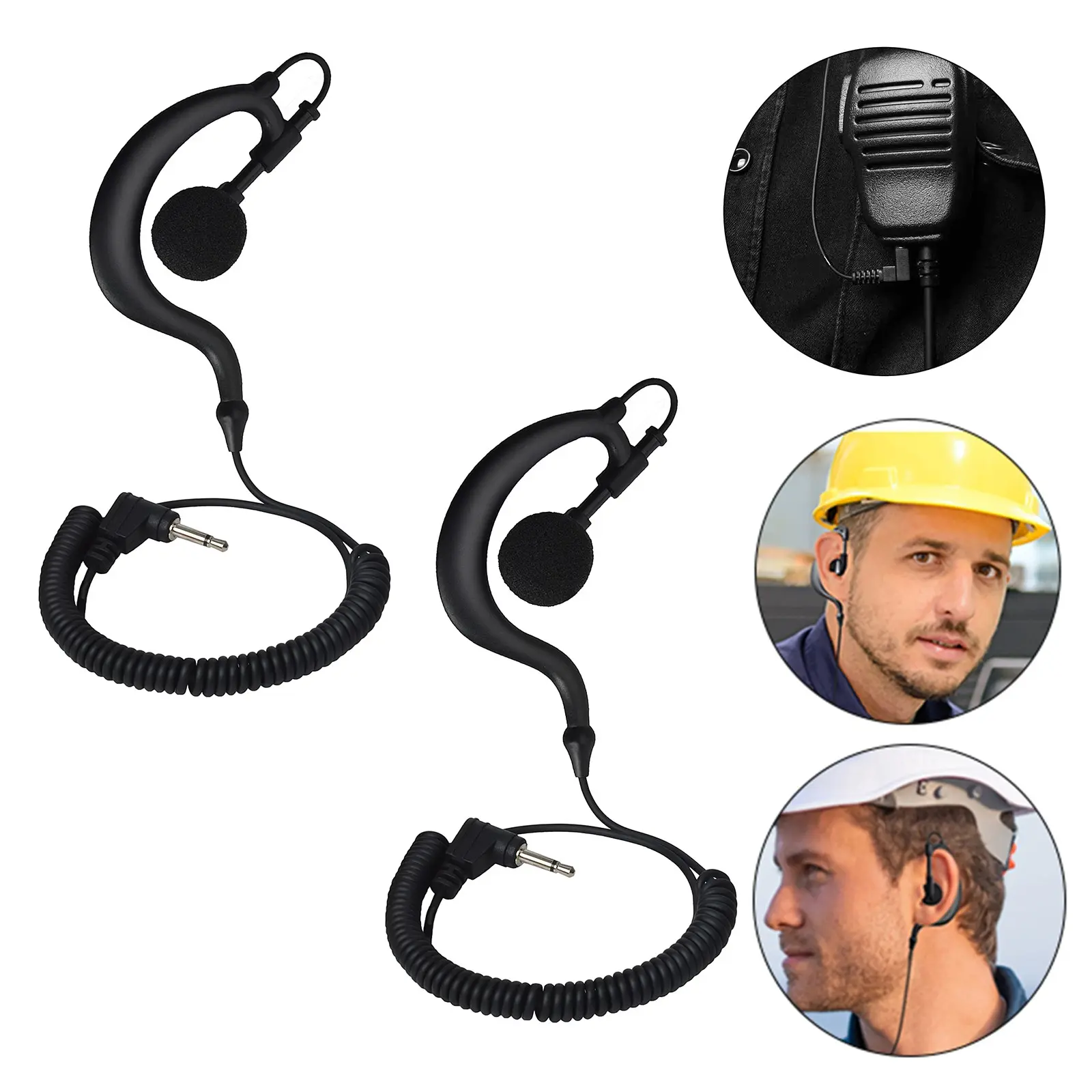 YNIBST G Shape Soft Ear Hook Earpiece Headset 2.5mm Plug Listen Only Ham Radio Earpiece/Headsetfor Two-Way Radios, Transceivers and Radio Speaker Mics Jacks for Police Security and Law Enforcement Use(2 pcs)