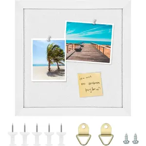 Cork Board Bulletin Board, Cork Boards for Walls with Felt, Small Corkboard with White Frame, Decorative  Pin Board for  School Office, Vision Board, 11.8x11.8 inches White 1 count