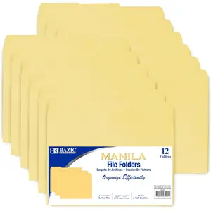 Manila File Folders, 1/3-Cut Letter Size with Left, Right, and Center Tab Positions, Ideal for Organizing and Filing Documents, 12/Pack, 1-Pack