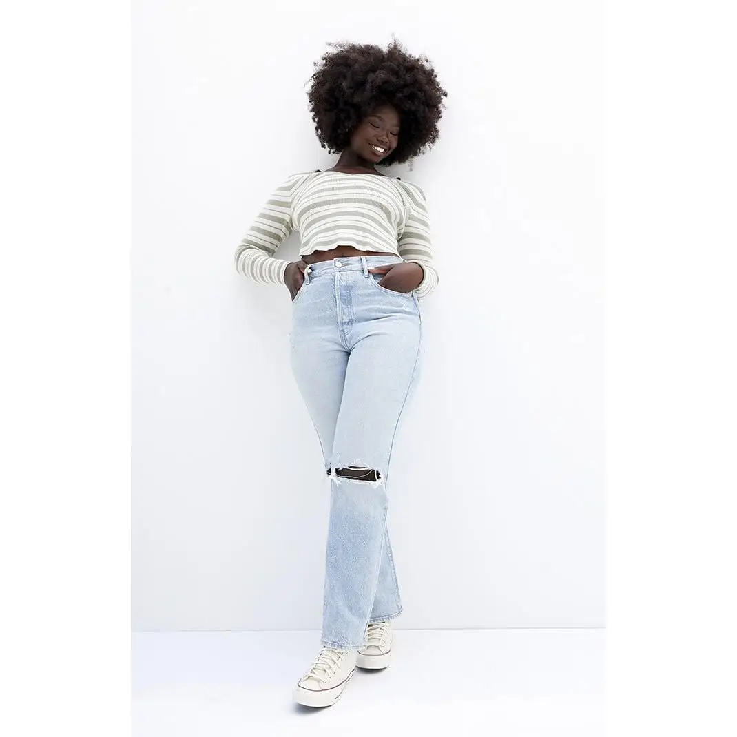 Pacsun Women's Light Indigo Distressed Dad Jeans