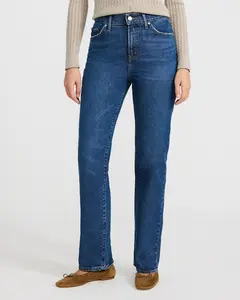Express High Waisted Dark Wash Straight Jeans