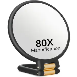 Handheld Dual-Sided Magnifying Makeup Mirror, Double Sided Mirror, 1x/80x Zoom, HD Surface, Abs Material, Foldable, Bathroom & Desktop Use, Gift Idea
