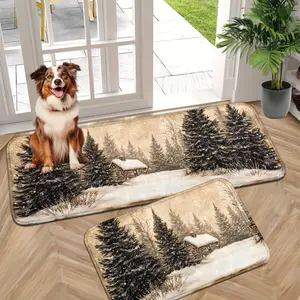 Non-Slip Rectangular Flannel Doormat - Soft Washable Rugs, Ultra-Comfortable Machine-Washable Home Decor, Indoor-Outdoor Bathroom Item for Christmas, Halloween Witch Themes