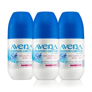 Avena Instituto Espanol Deodorant Roll-On Soft, Extreme Softeness, Long-Lasting, Non-Alcohol, 3-pack Of 2.5 For each, 3 Bottles