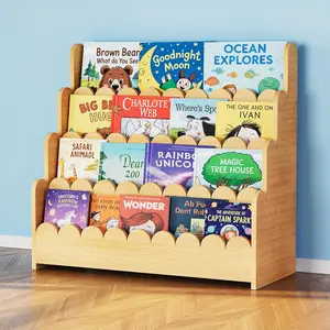 SpaceAid 4-Tier Montessori Bookshelf – Front-Facing Scalloped Book Shelf for Toddlers