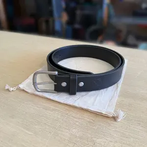 Men’s Black Full-Grain Leather Belt – Thick Cowhide, Solid Brass Hardware, Handmade in the USA