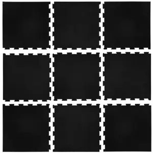 French Fitness 24" x 24" Rubber Gym Interlocking Tiles w/Edge, Middle, Corner Pieces (New)