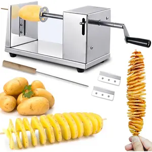 Tornado Spiral Potato Cutter, Manual Stainless Steel Twisted Potato Curly Fry Cutter for Potatoes Carrots Cucumbers Kitchen Utensils
