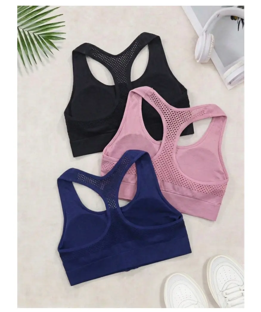 4 Pcs Women's Front-Zip Sports Lingerie For Women, Lace-Up Back Sports Bras With Breathable Design,Lingerie, Lencería Para Mujer ,Underwear Women Womenswear Everyday Bridal