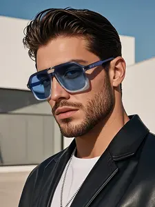 Trendy Street Style Retro Large Frame Fashion Glasses, Stylish Men's Eyewear, Perfect for Fashion Photoshoots, Must-Have Accessory