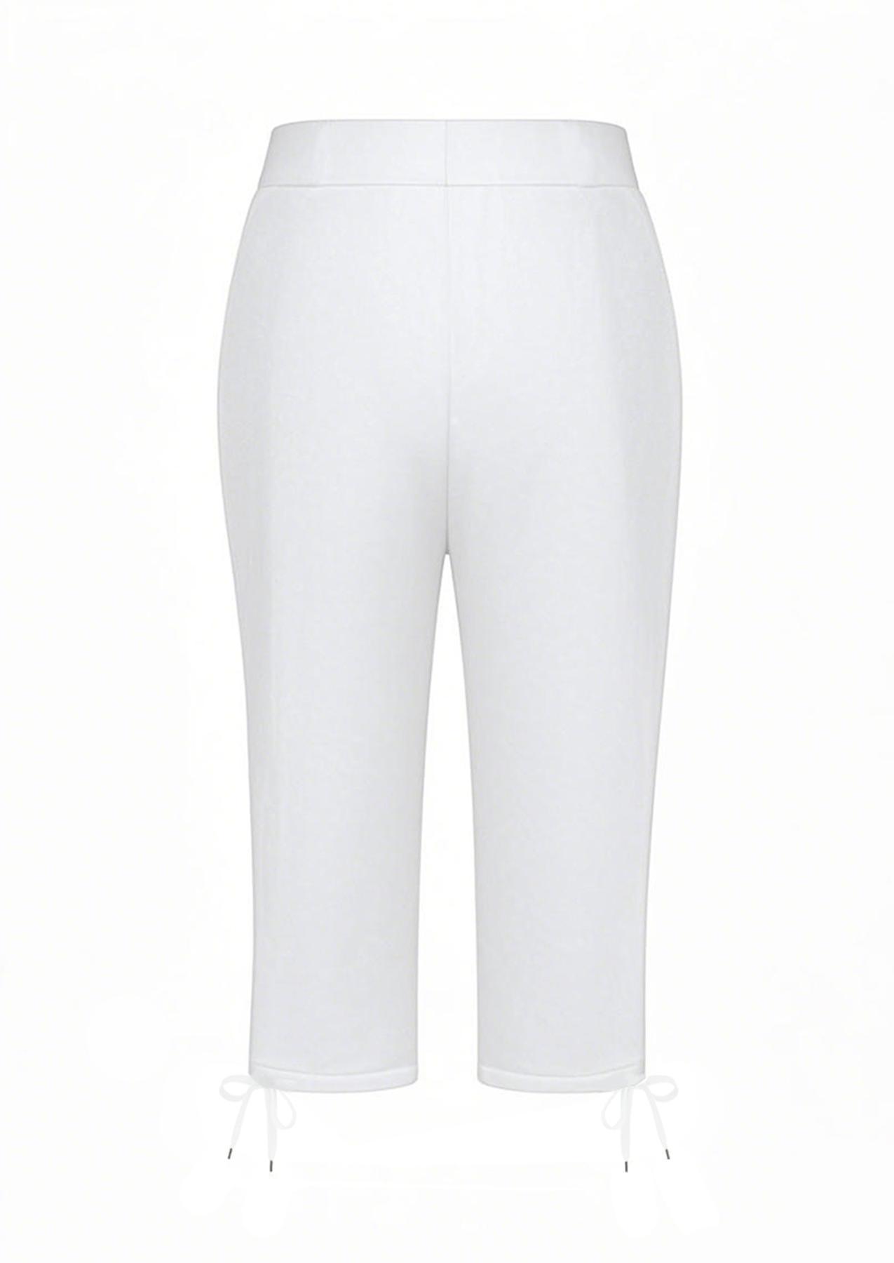 5pcs Women's Lightweight Capri Pants with Drawstring Waist - Loose Fit Casual Trousers, Mid-Stretch Machine-Washable Fabric, Solid Colors for Spring & Summer Casual Attire, Capri Leggings, Comfortable, Nontransparent Material