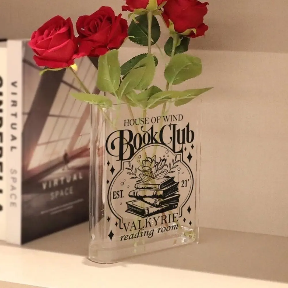 A Book-shaped Clear Acrylic Vase, Made of Transparent Material, with Exquisite Printed Patterns. It Is Suitable As A Decoration for Desks or Office Tables, and Can Be A Birthday Gift or Christmas Gift for Book Lovers.