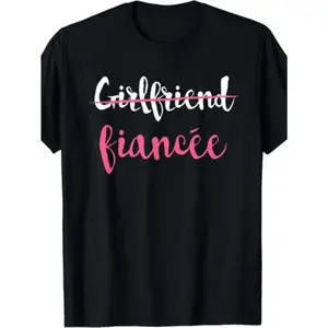 Couple Engagement Just Engaged T-Shirt Girlfriend Fiancee Gift Unisex T-Shirt Unisex Cotton Crew Neck T-Shirt - Comfortable and Breathable Casual T-Shirt - Perfect Gift for Birthdays, Casual Wear