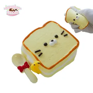 [WenQing Taba Squishy] Handmade taba squishies/cat toast squishy toys full silicone reborn squishy, fidget toys, taba squishy, cat toast 123g, Gifts for Girls & Boys Stress Relief Model Anxiety Relief Products