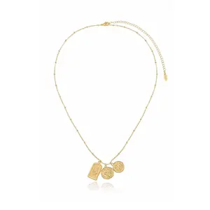 Ettika Coin Charms Talisman Necklace | 18k Gold Plated Brass & Steel | Adjustable 21" + 5" Extender | Nickel-Free Elegant Coin Pendant Necklace for Women
