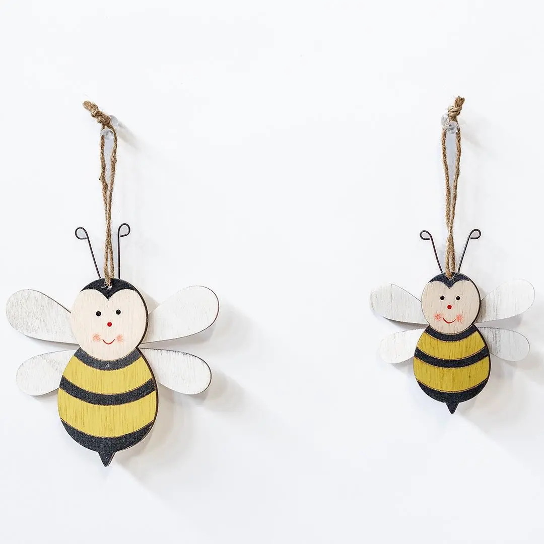 MDR Trading Inc. FP-HUS-446 Set Of 2 Hanging Wooden Bees Decorations