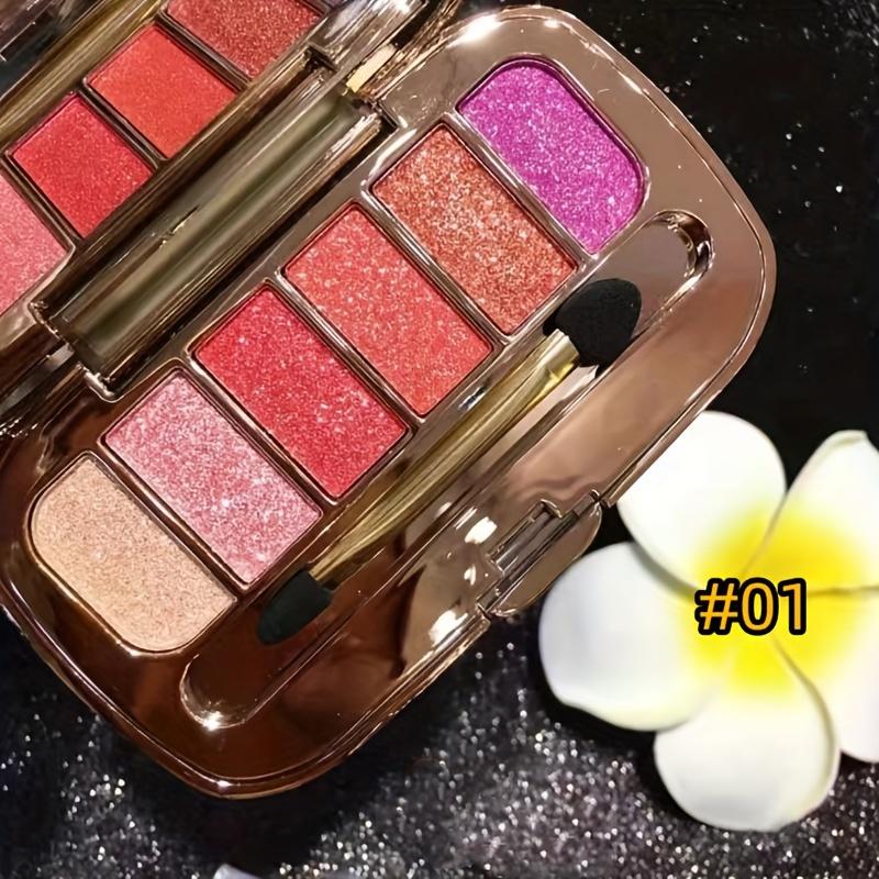 #05 6-Color Matte Brown Nude Eyeshadow Palette - Polarized Glitter & Diamond Pearls, With Brush & Mirror Highly Pigmented Shades Cosmetic Makeup